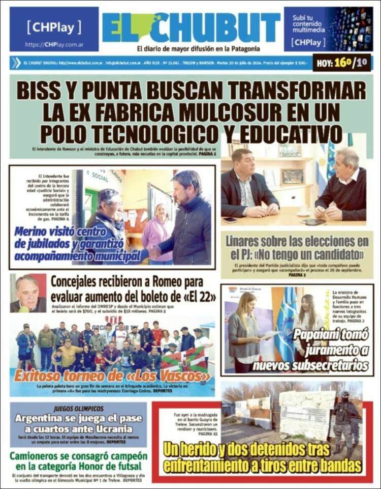 Portada de El Chubut (Argentina)