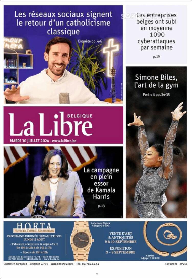 Portada de La Libre.be (B&eacute;lgica)
