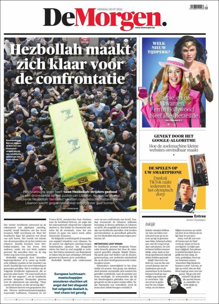 Portada de De Morgen (B&eacute;lgica)