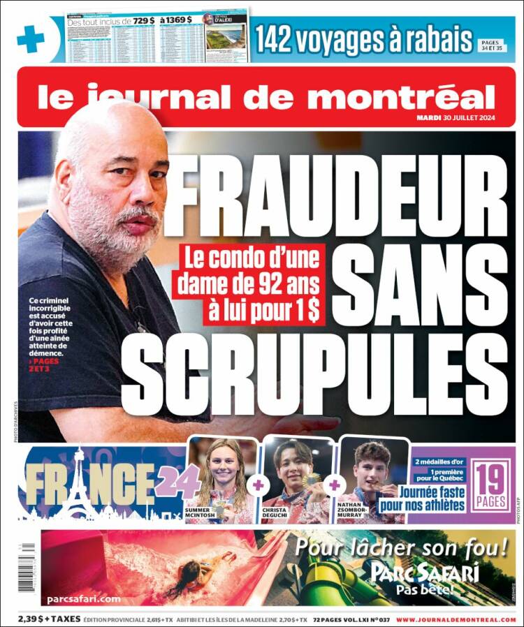 Portada de Le Journal de Montréal (Canadá)