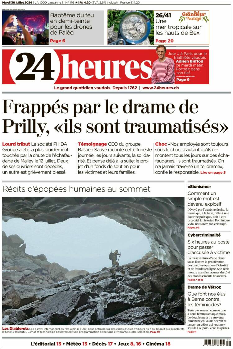 Portada de 24 Heures (Suiza)