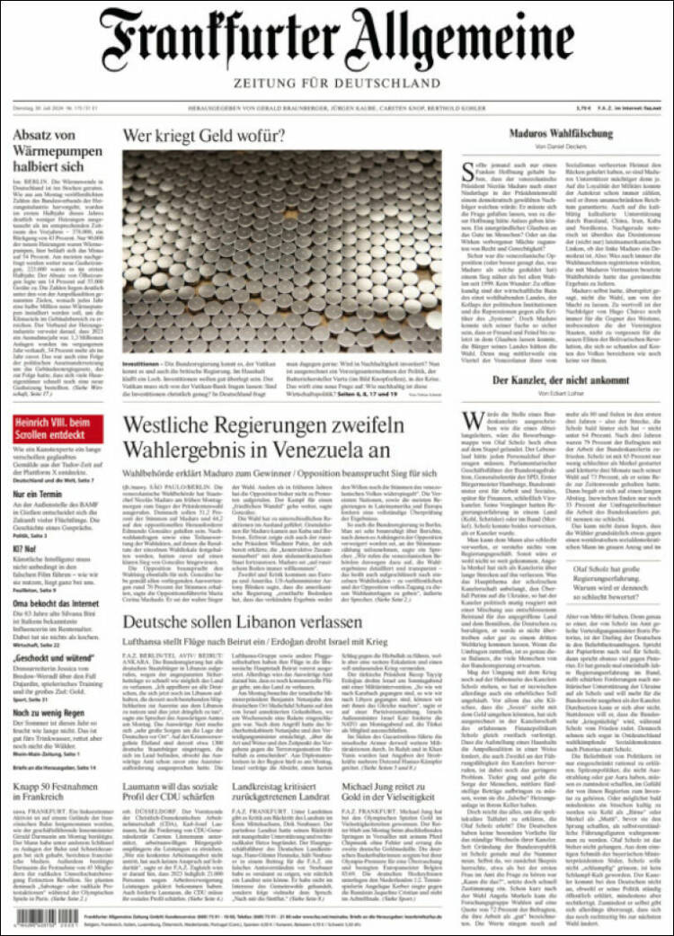 Newspaper Frankfurter Allgemeine (Germany). Newspapers in Germany ...