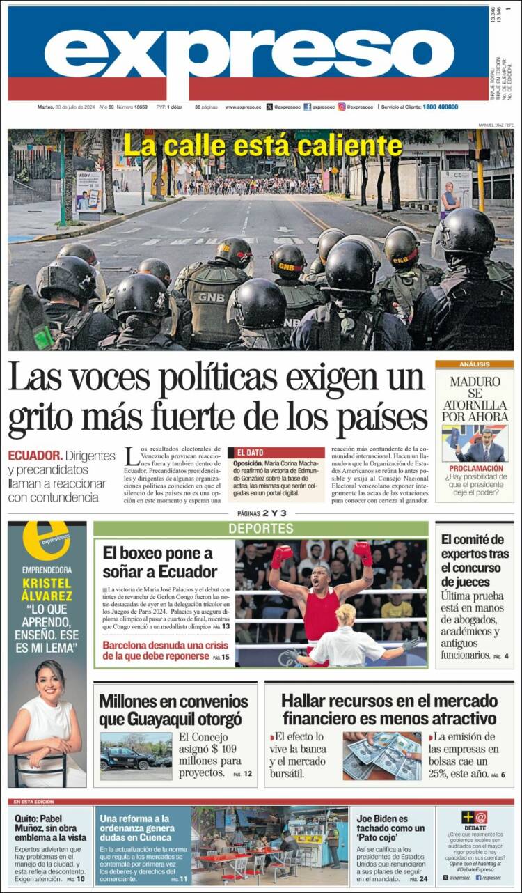 Portada de Expreso (Ecuador)