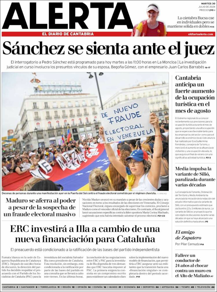 Portada de Alerta - El Diario de Cantabria (España)