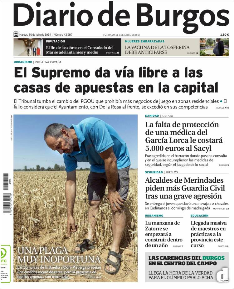 Portada de Diario de Burgos (España)