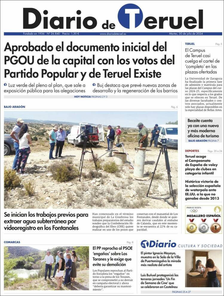 Portada de Diario de Teruel (España)