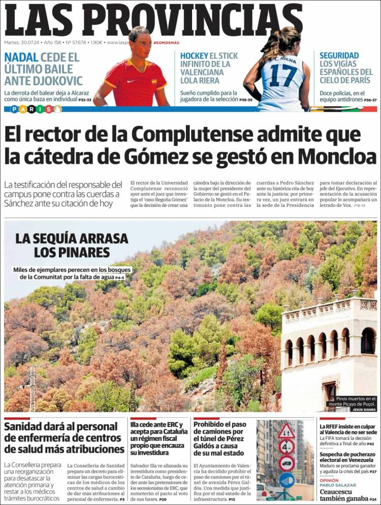 Portada de Las Provincias (España)