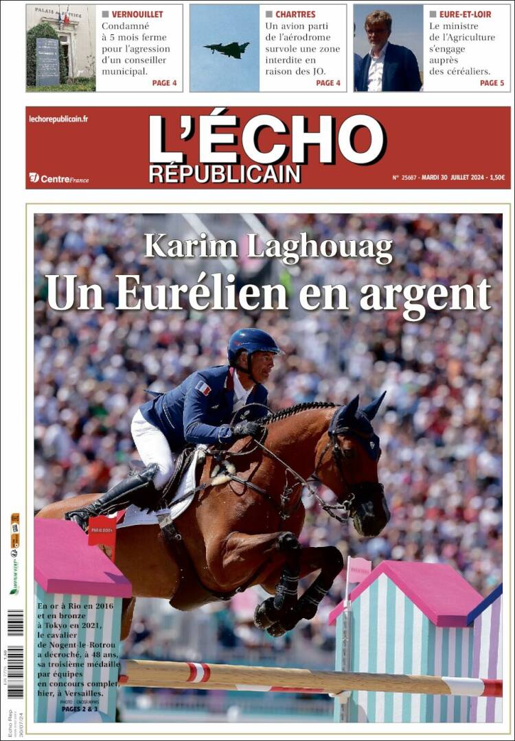 Portada de L'Echo Républicain (Francia)