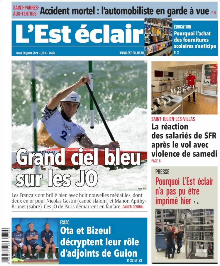 Portada de L'Est Eclair (Francia)
