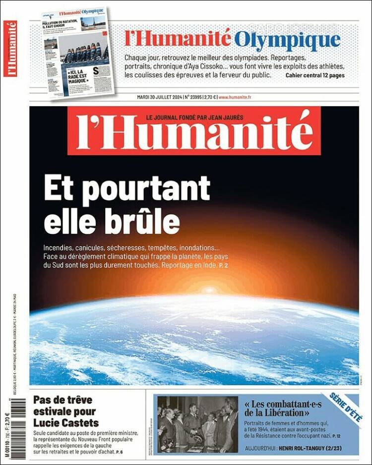 Portada de l'Humanite (Francia)