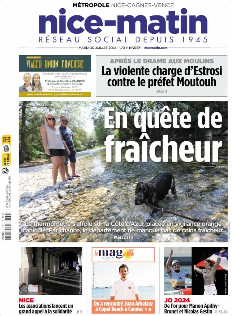 Portada de Nice-Matin (Francia)