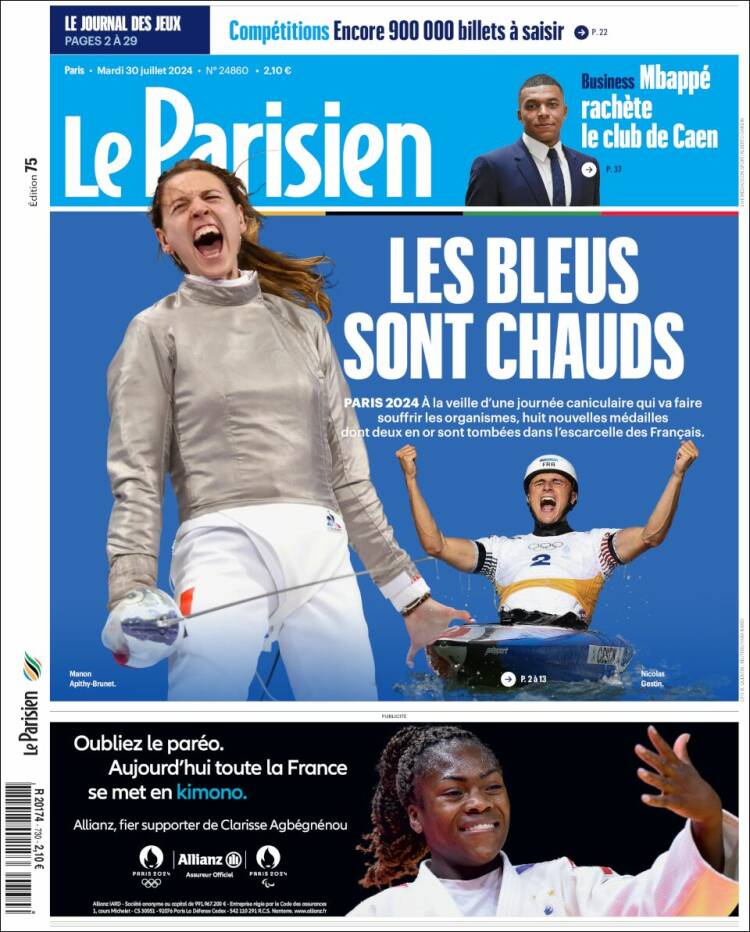 Portada de Le Parisien (Francia)