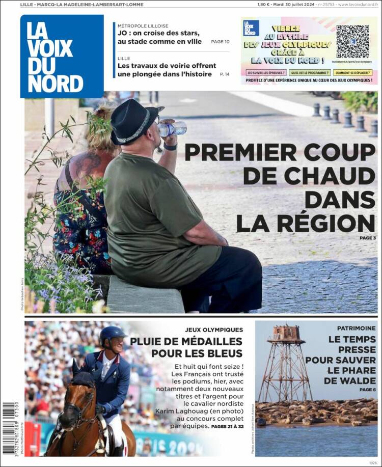 Portada de La Voix du Nord (Francia)
