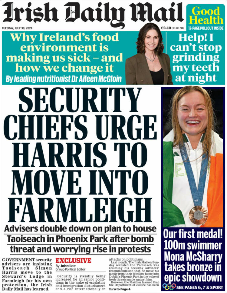 Portada de Irish Daily Mail (Irlanda)