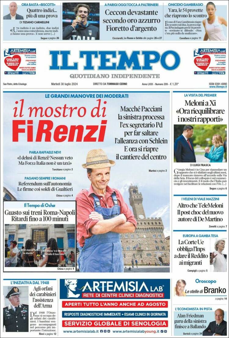 Portada de Il Tempo (Italia)