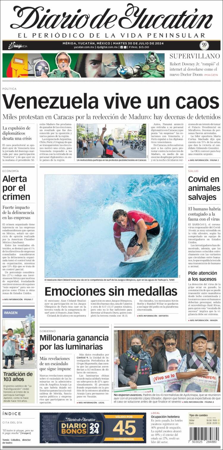 Portada de Diario de Yucatán (M&eacute;xico)