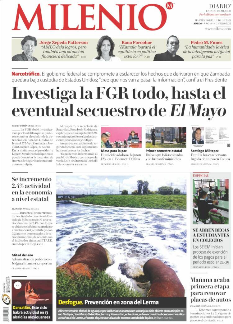 Portada de Milenio - Estado de México (M&eacute;xico)