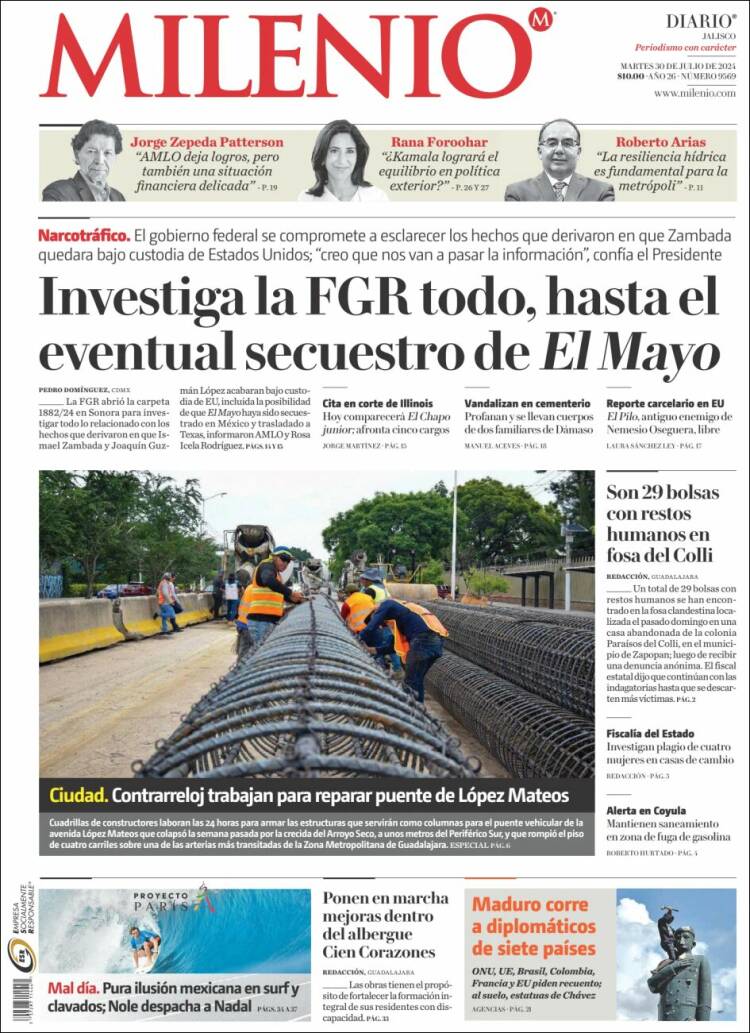 Portada de Milenio - Jalisco (M&eacute;xico)