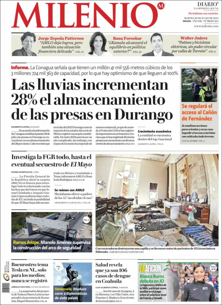 Portada de Milenio - Laguna (M&eacute;xico)