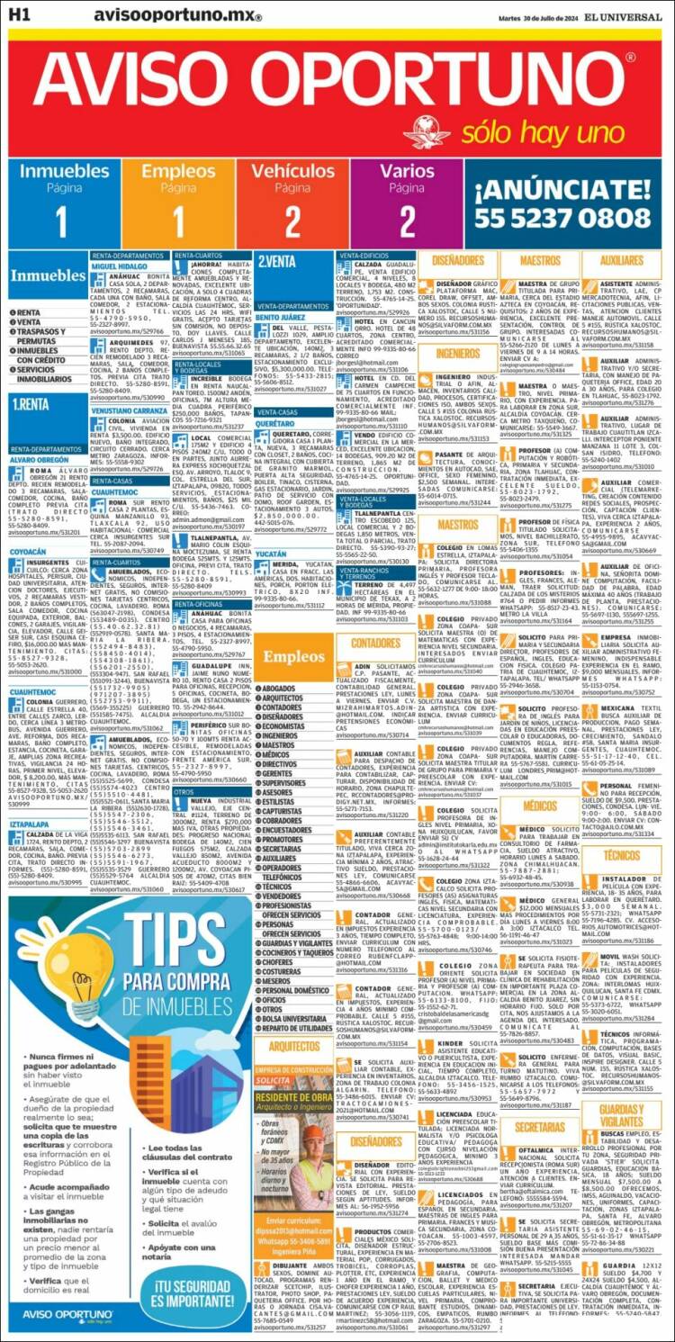 Portada de El Universal (M&eacute;xico)