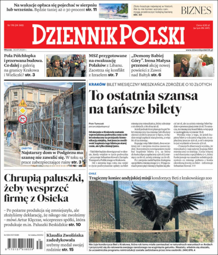 Portada de Dziennik (Polonia)