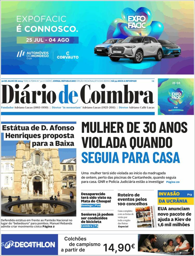 Portada de Diário de Coimbra (Portugal)