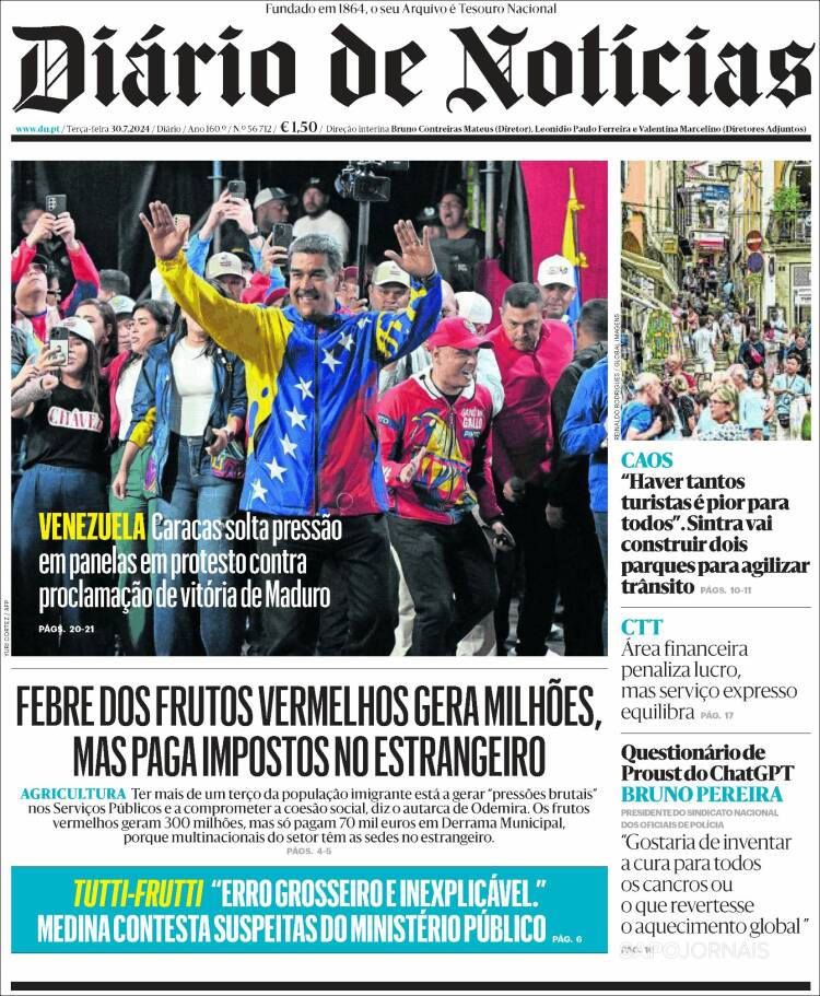 Portada de Diário de Noticias (Portugal)