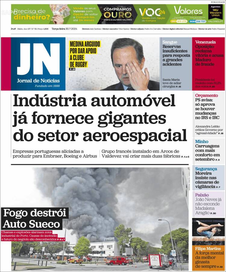 Portada de Jornal de Notícias (Portugal)