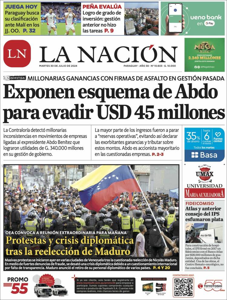 Portada de La Nación (Paraguay)