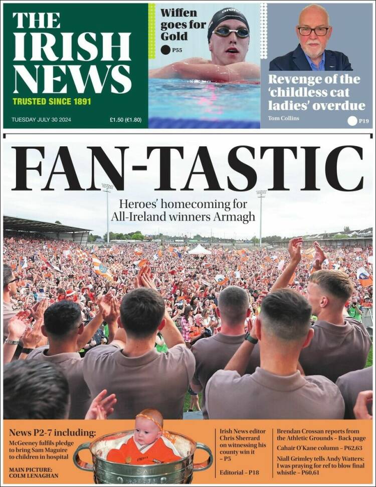 Portada de Irish News (Reino Unido)