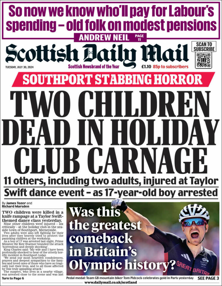 Portada de Scottish Daily Mail (Reino Unido)