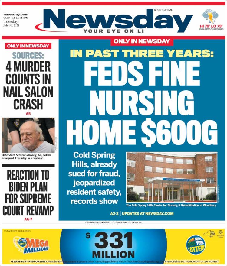 Portada de Newsday (USA)