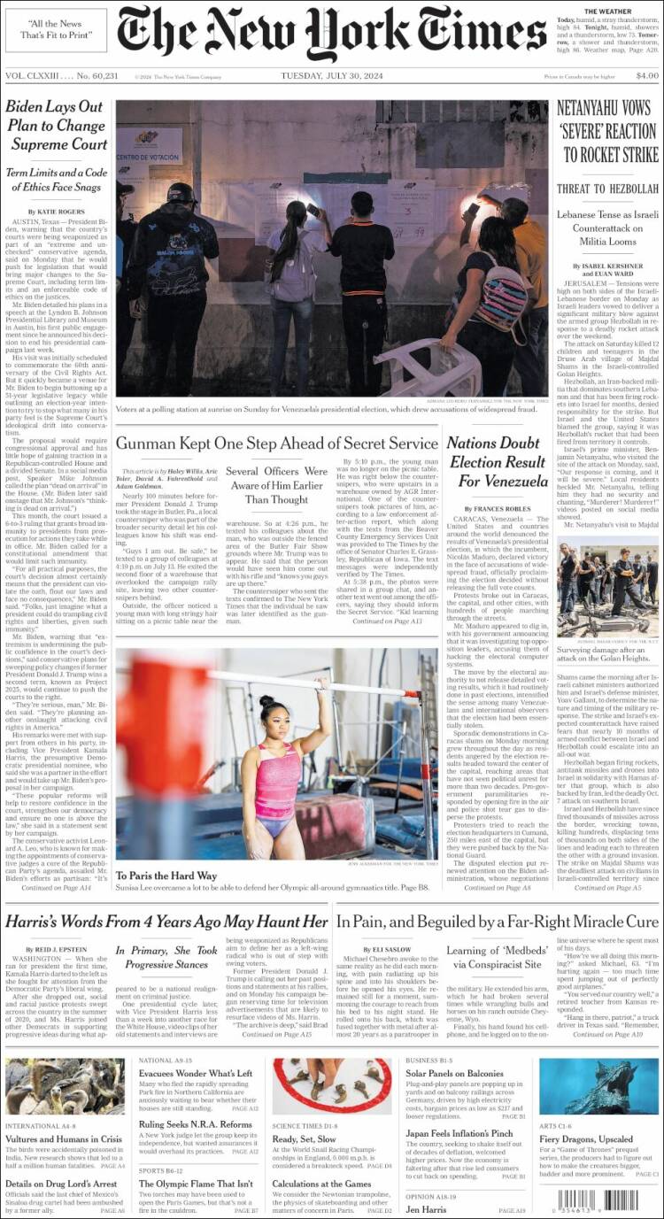 Portada de New York Times (USA)