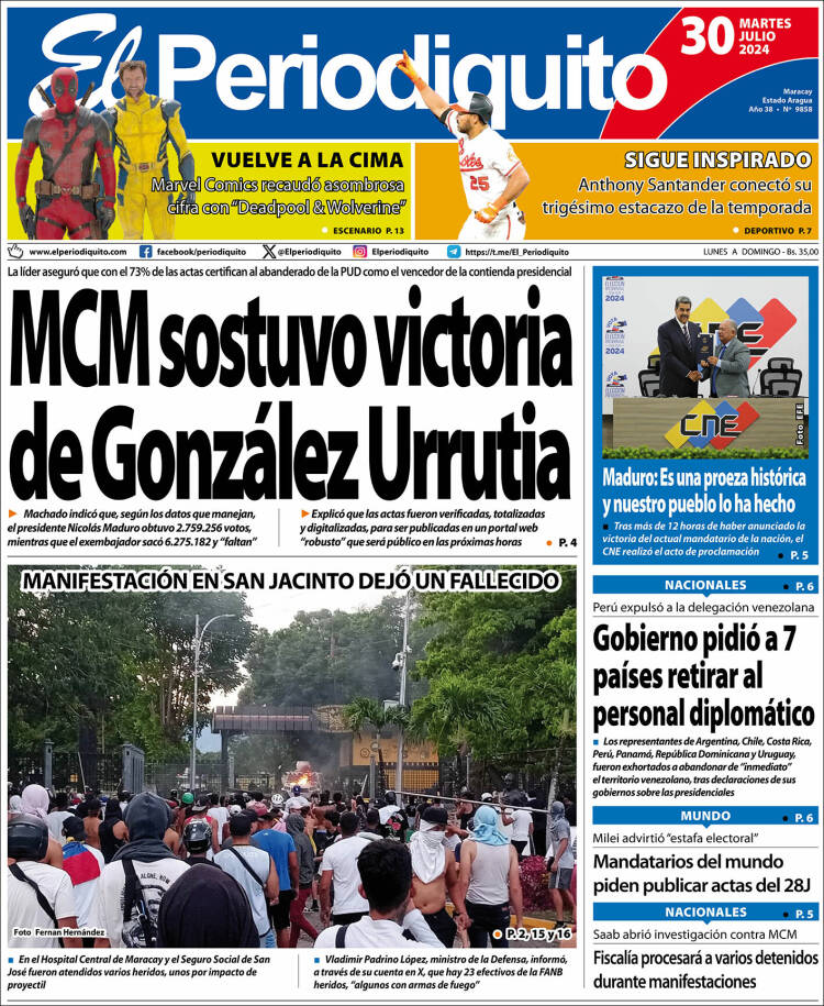Portada de Periodiquito de Aragua (Venezuela)