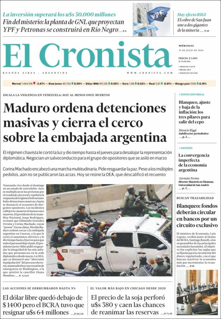 Portada de El Cronista Comercial (Argentina)