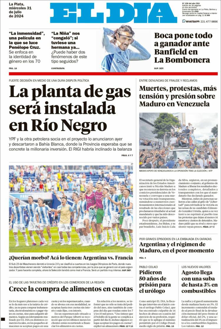 Portada de El Día de la Plata (Argentina)