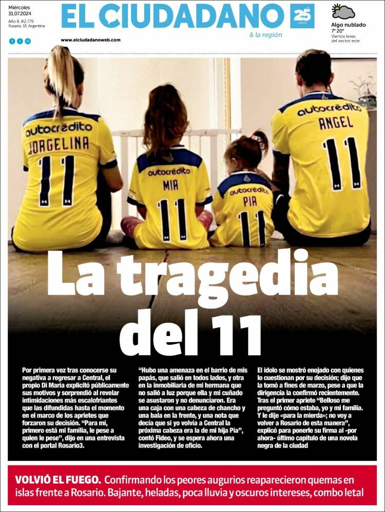 Portada de Diario El Ciudadano (Argentina)