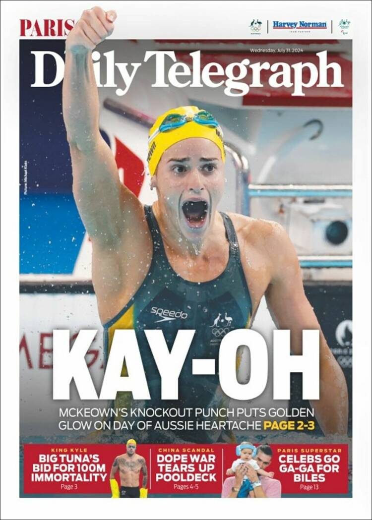 Portada de The Daily Telegraph (Australia)