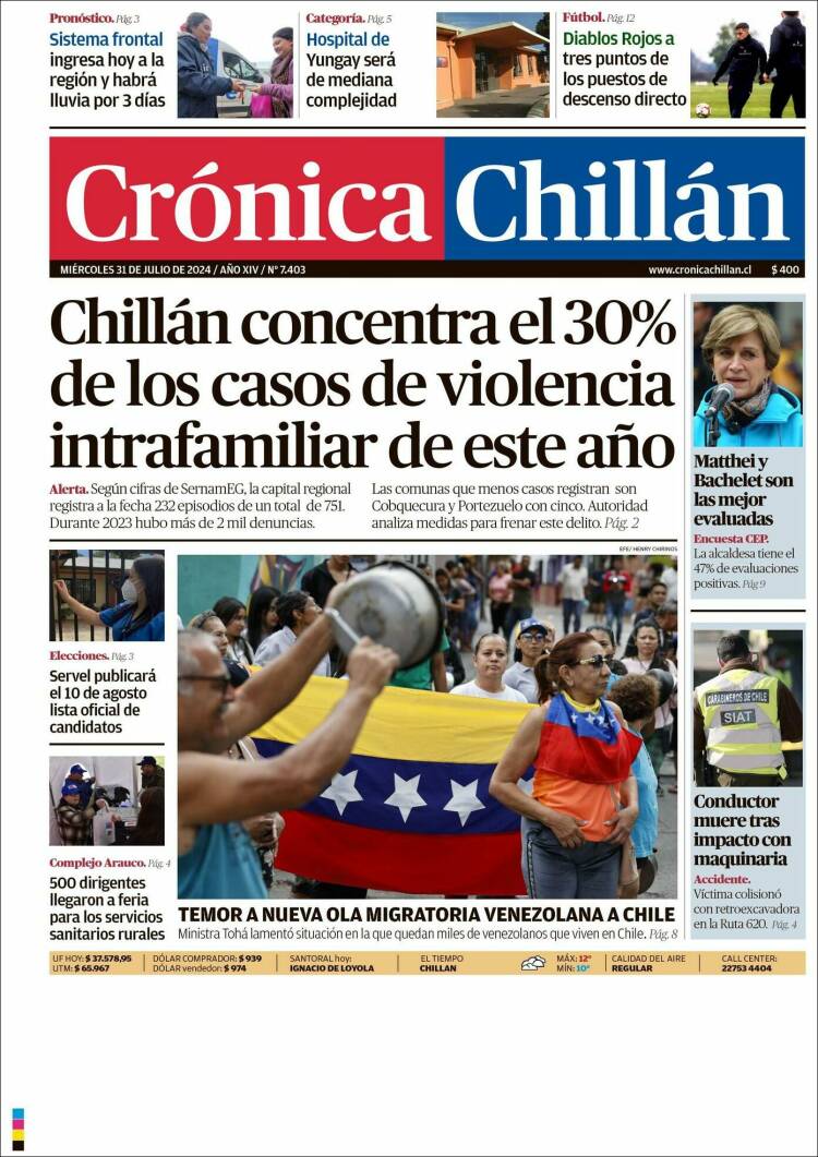 Portada de Crónica Chillán (Chile)
