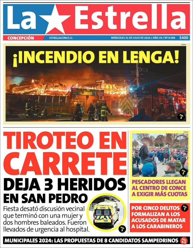 Portada de La Estrella de Concepción (Chile)
