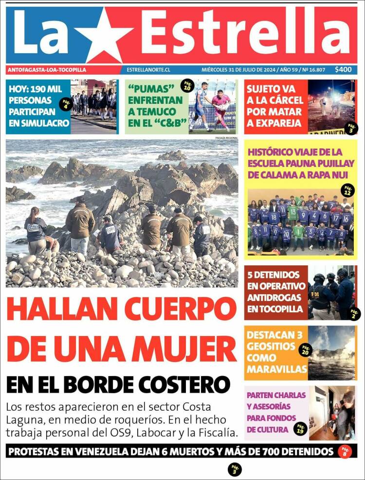 Portada de La Estrella de Tocopilla (Chile)