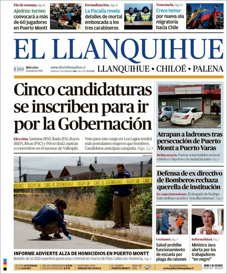 Portada de El Llanquihue (Chile)