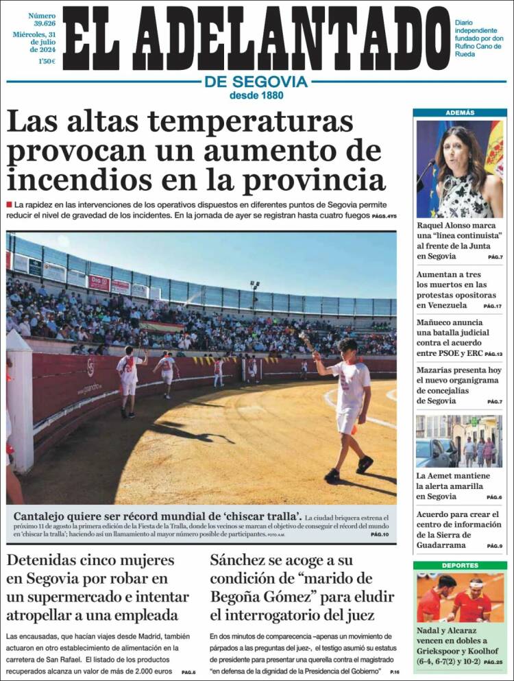 Portada de El Adelantado de Segovia (España)