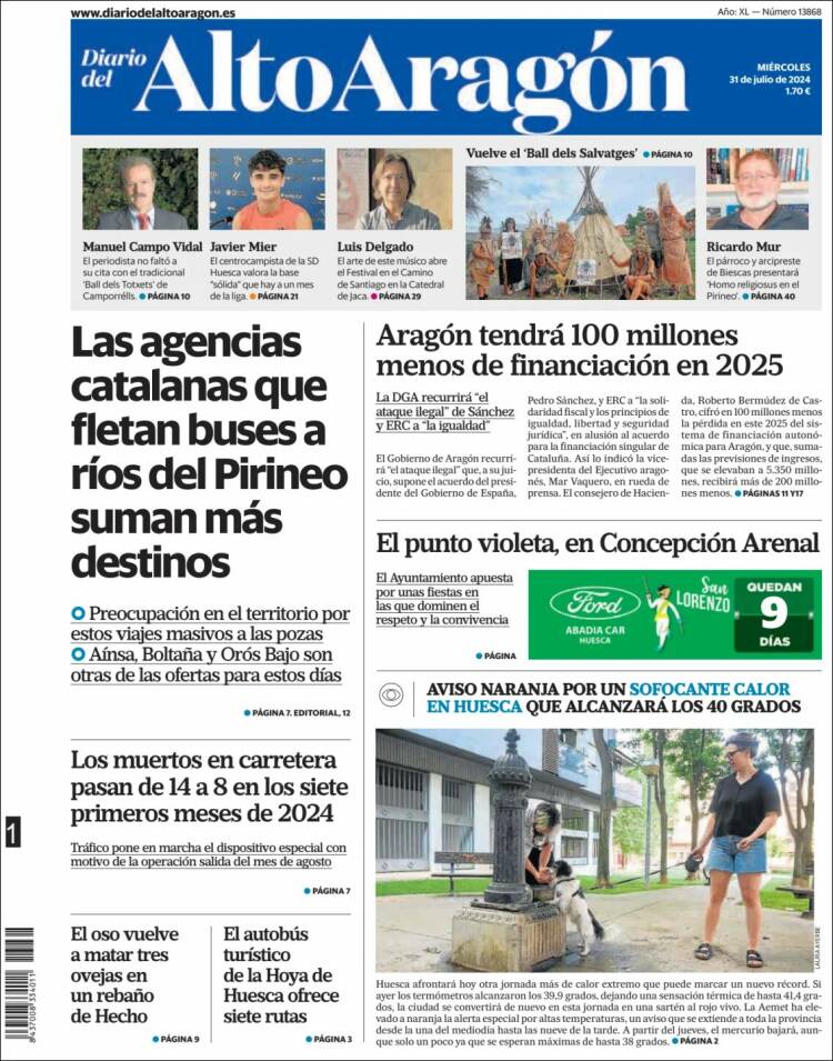 Portada de Diario del AltoAragón (España)