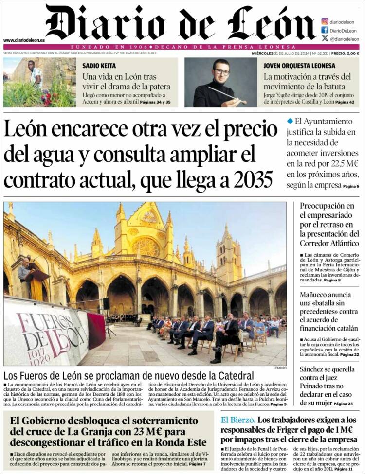 Portada de Diario de León (España)