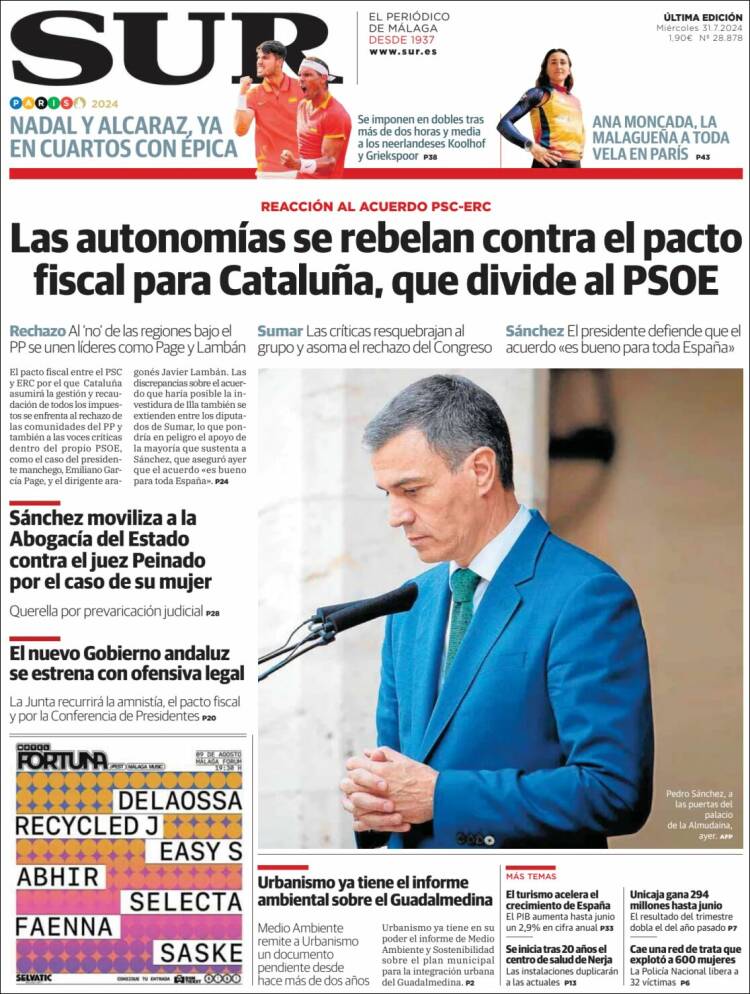 Portada de Diario el Sur (España)