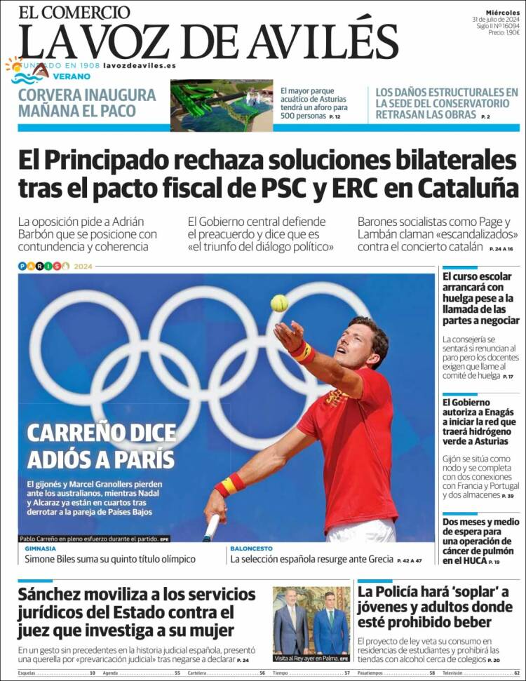 Portada de El Comercio - Avilés (España)