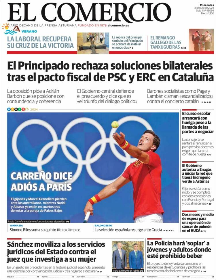 Portada de El Comercio - Gijón (España)