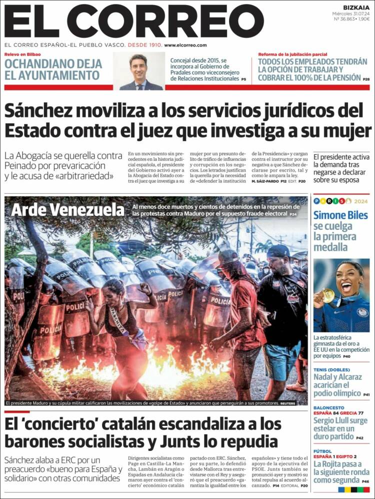Portada de El Correo (España)