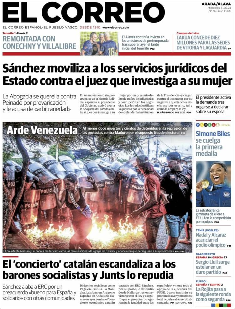 Portada de El Correo - Álava (España)